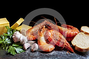 Ingredients for Garlic Prawns or Shrimp