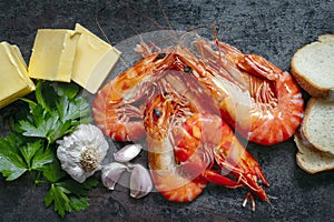 Ingredients for Garlic Prawns or Shrimp