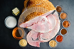 Ingredients for a Glazed Spiral Cut Ham