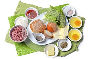 Ingredients for hamburgers