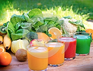 Ingredients of healthy drink, juice and smoothie are healthy if they are made with fresh, organic fruit and vegetable