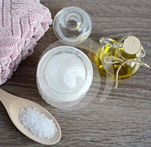 Ingredients for homemade body scrub