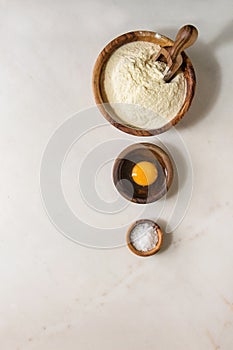 Ingredients for homemade pasta cooking