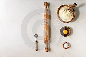 Ingredients for homemade pasta cooking