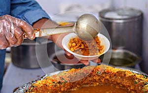 Ingredients of  Indian street food vendor serving   masala chaat