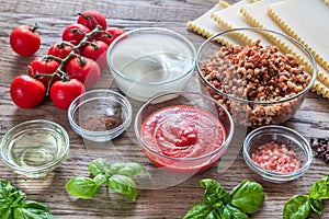 Ingredients for lasagne