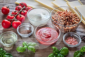Ingredients for lasagne