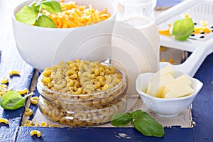 Ingredients for macaroni and cheese