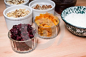 Ingredients for making fresh granola