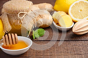 Ingredients for making ginger root tea