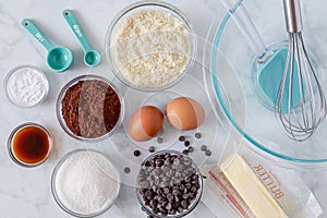 Ingredients for making keto chocolate brownies