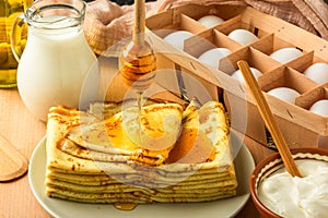 Ingredients for making pancakes