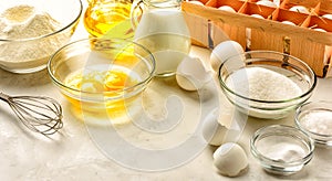 Ingredients for making pancakes