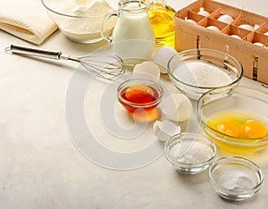 Ingredients for making pancakes