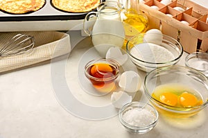 Ingredients for making pancakes