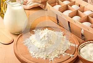 Ingredients for making pancakes