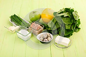 Ingredients for making salad