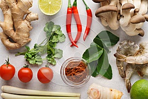 Ingredients for making Tom Yum - traditional Thai soup