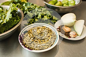 Ingredients for Mexican food pepitas, pipas, Pumpkin seeds in mexico photo