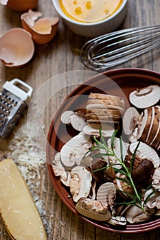 Ingredients for Mushroom and Cheese Frittata