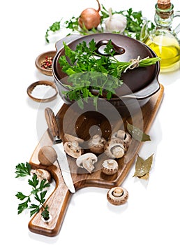 Ingredients for mushroom soup.