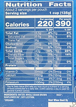 Ingredients nutrition label serving size cholesterol sodium calories