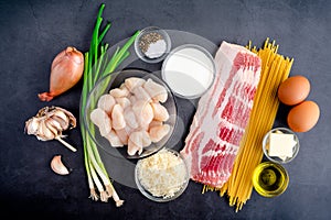 Ingredients for Pasta Carbonara with Pan Seared Scallops
