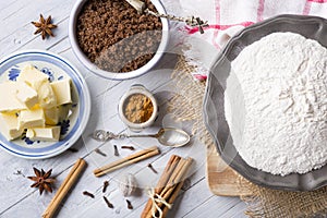 Ingredients for pepernoten, a Dutch delicacy