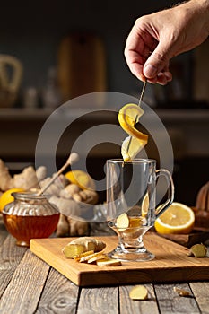 Ingredients for preparing ginger tea