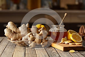 Ingredients for preparing ginger tea