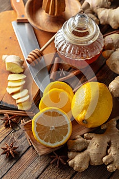 Ingredients for preparing ginger tea