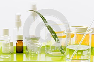 Ingredients for production of natural beauty cosmetics, close-up