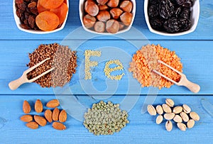 Ingredients and products containing ferrum and dietary fiber, healthy food