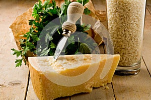 Ingredients for Risotto with Grana cheese