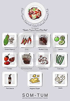Ingredients set of papaya salad