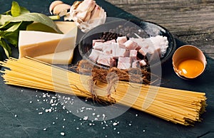 Ingredients for spaghetti alla carbonara