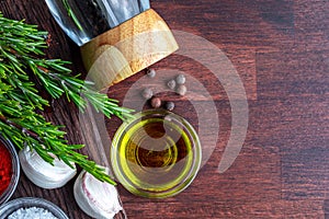 Ingredients and spices for roasts.