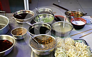 Ingredients for a spicy asian noodle soup