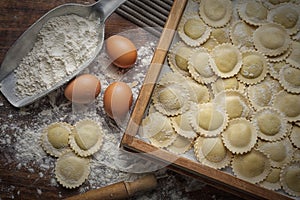 Ingredients to make Raviolis