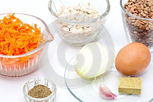 Ingredients to prepare lentils burger