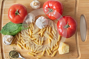 Ingredients for tradional italian pasta