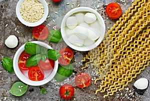 Ingredients of traditional Italian cuisine assortment