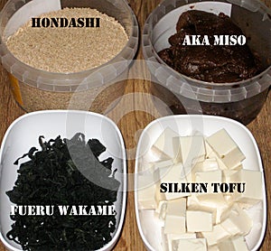Ingredients for traditional Japanese miso soup