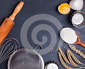 Ingredients and untensil for baking photo