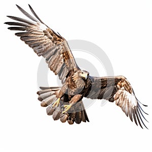 Ingrid Baars Style Eagle Flying Over White Background In 32k Uhd