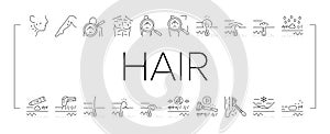 Ingrown Hair Problem Treatment Icons Set Vector