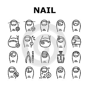 Ingrown Nail Disease Collection Icons Set Vector