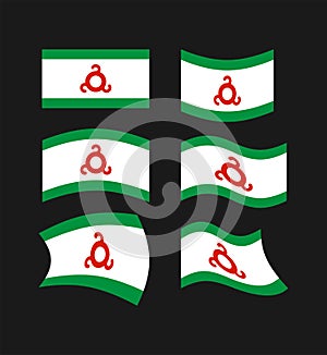 Ingushetia Flag set. Ingush ribbon banner. state symbol