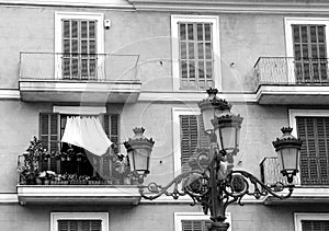 Inhabited balcony full of flowers