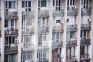 Inhabited, old and neglected communist era block of flats